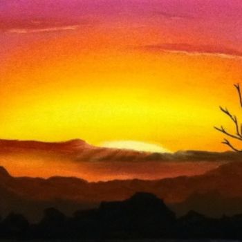 Ζωγραφική με τίτλο "Colorado sunset by…" από Westlandkunst, Αυθεντικά έργα τέχνης, Λάδι