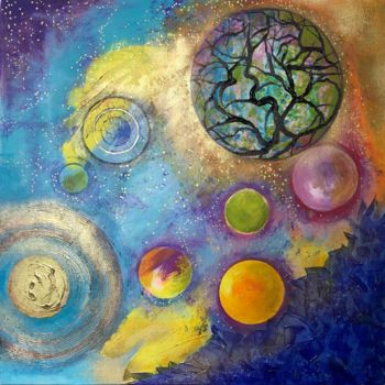 Peinture intitulée "Вселенная" par Elizaveta Serdechnikova, Œuvre d'art originale, Acrylique