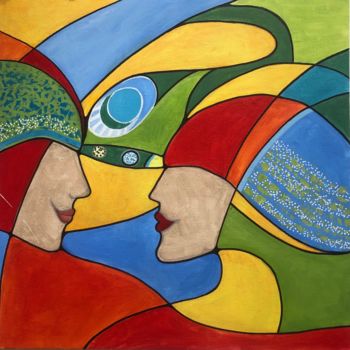 Painting titled "Together" by Elizaveta Serdechnikova, Original Artwork, Acrylic