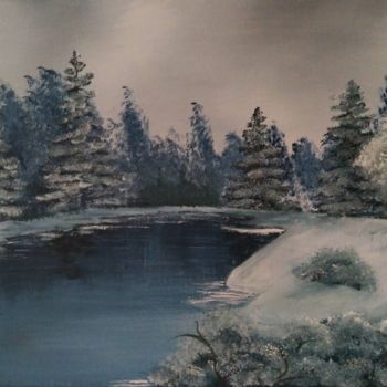 Schilderij getiteld "Sneeuwbeek" door Randy Weyten, Origineel Kunstwerk, Acryl
