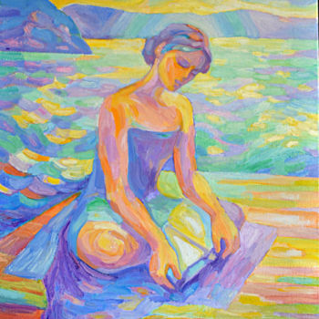 Painting titled "Enlightment" by Eva Carty, Original Artwork, Oil Mounted on Wood Stretcher frame