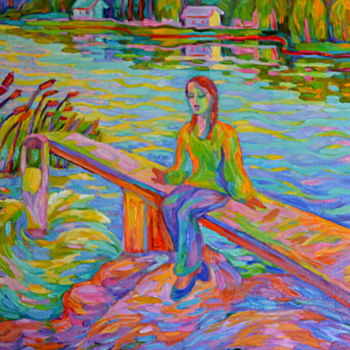 Peinture intitulée "Bridge  9" par Eva Carty, Œuvre d'art originale, Huile Monté sur Châssis en bois