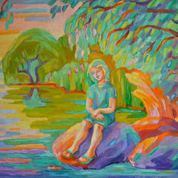 Peinture intitulée "Weeping Willow" par Eva Carty, Œuvre d'art originale, Huile Monté sur Châssis en bois