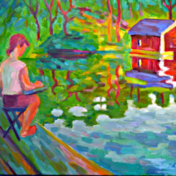 Peinture intitulée "Cottage" par Eva Carty, Œuvre d'art originale, Huile Monté sur Châssis en bois