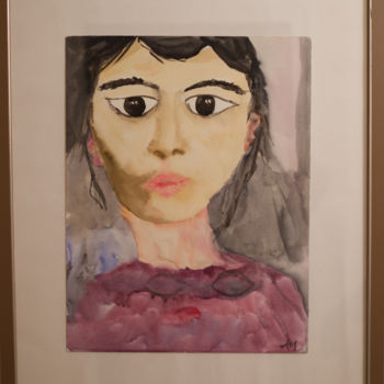Peinture intitulée "Jeune fille brune" par Annick Milin, Œuvre d'art originale, Aquarelle