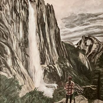 Painting titled "Escape To Yosemite" by Whitebear Native Art, Original Artwork, Acrylic Mounted on Wood Stretcher frame