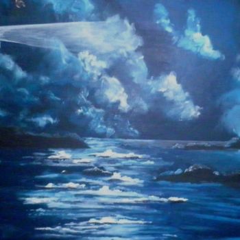 Peinture intitulée "Orage marin" par White Willow, Œuvre d'art originale, Acrylique