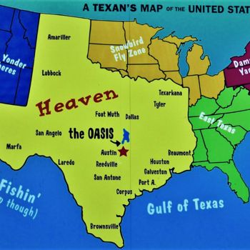 Photography titled "A Texan's map of th…" by W. Marek Cholody, Original Artwork, Digital Photography