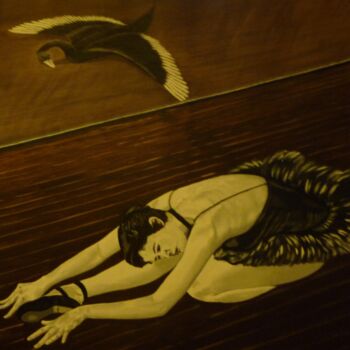 Картина под названием "Black Swan" - Wiktoria Hel, Подлинное произведение искусства, Акрил