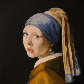Ζωγραφική με τίτλο "Girl with a pearl e…" από Wiktoria Pydo, Αυθεντικά έργα τέχνης, Λάδι