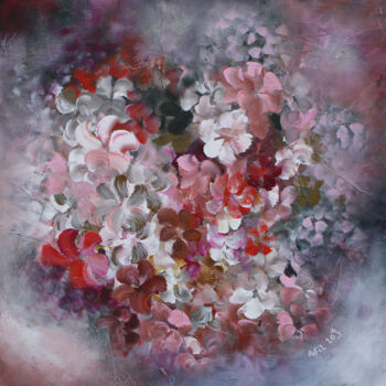 Painting titled "Sea of Flowers 23-02" by Wil Lof, Original Artwork, Acrylic Mounted on Wood Stretcher frame