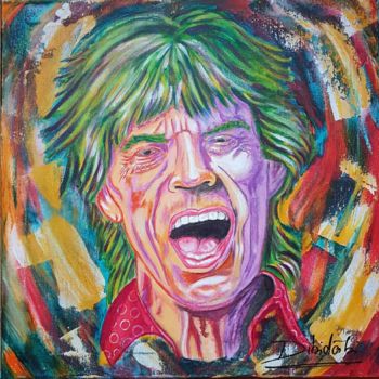 Peinture intitulée "mick-jagger-60x60cm…" par Dibidäbi, Œuvre d'art originale, Acrylique