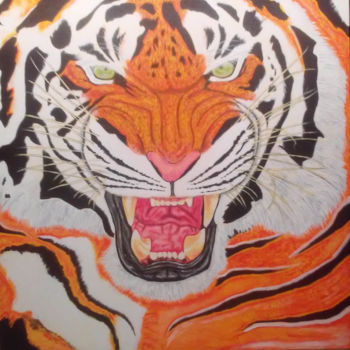Pintura titulada "tiger-50x50cm.jpg" por Dibidäbi, Obra de arte original, Acrílico
