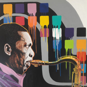 Malerei mit dem Titel "coltrane-100x80-cm.…" von Dibidäbi, Original-Kunstwerk, Acryl