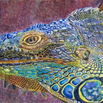 Peinture intitulée "Iguana V" par Wilfredo Rolando Shimura Sakazaki, Œuvre d'art originale, Aquarelle