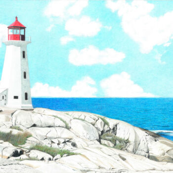 Dessin intitulée "Peggy's Cove, Nouve…" par Wilfrid Barbier, Œuvre d'art originale, Crayon Monté sur Carton