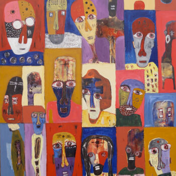 Pintura intitulada "Ils nous regardent" por Wilfried Balima, Obras de arte originais, Acrílico