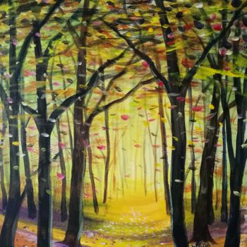 Painting titled "Colourful autumn" by Willem Miske, Original Artwork, Acrylic