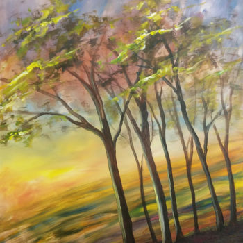 Schilderij getiteld "Trees on the hill" door Willem Miske, Origineel Kunstwerk