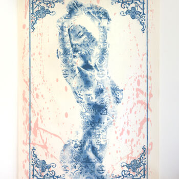 Digital Arts titled "Delft Blue Lady" by Willem Van Roozendaal, Original Artwork, 2D Digital Work