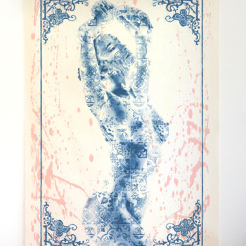 Arts numériques intitulée "Delft Blue Lady" par Willem Van Roozendaal, Œuvre d'art originale, Travail numérique 2D