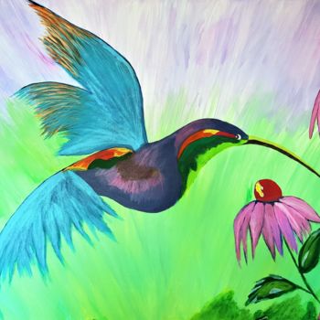 Painting titled "Hummingbird is hung…" by Willemijn Mensens, Original Artwork, Acrylic
