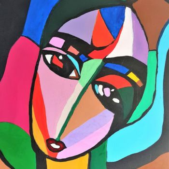 Malarstwo zatytułowany „Colorful woman 01” autorstwa Willemijn Mensens, Oryginalna praca, Akryl