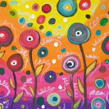 Painting titled "Celebrate the World" by Willemijn Mensens, Original Artwork, Acrylic