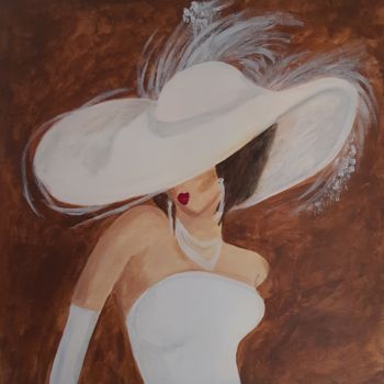 Painting titled "Lady in white" by Willemijn Mensens, Original Artwork, Acrylic
