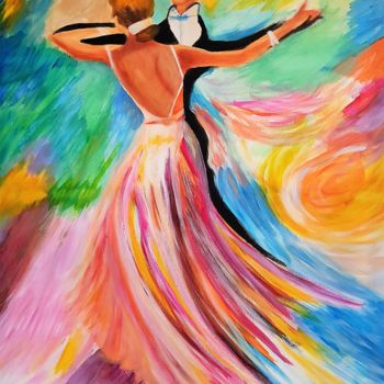 Painting titled "Let's dance around…" by Willemijn Mensens, Original Artwork, Acrylic