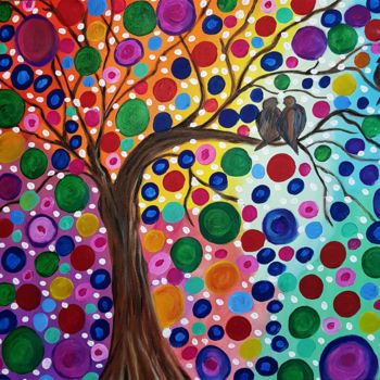 绘画 标题为“The gossip tree” 由Willemijn Mensens, 原创艺术品, 丙烯
