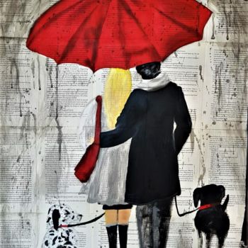 Painting titled "Lovers Walk in the…" by Willemijn Mensens, Original Artwork, Acrylic