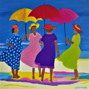Painting titled "Colorful meeting on…" by Willemijn Mensens, Original Artwork, Acrylic