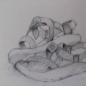 Drawing titled "Chacos" by Willis Moore, Original Artwork, Pencil