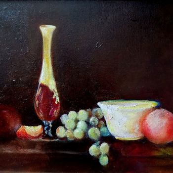 Ζωγραφική με τίτλο "Red Vase" από Willis Moore, Αυθεντικά έργα τέχνης, Λάδι