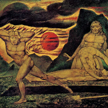 Ζωγραφική με τίτλο "Le corps d'Abel ret…" από William Blake, Αυθεντικά έργα τέχνης, Μελάνι