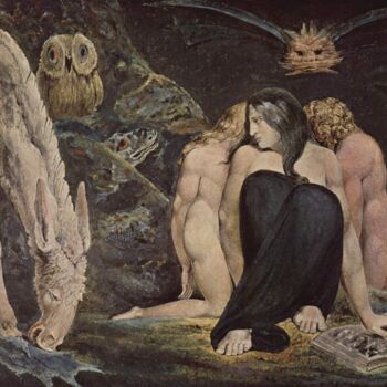 Peinture intitulée "La nuit de la joie…" par William Blake, Œuvre d'art originale, Aquarelle
