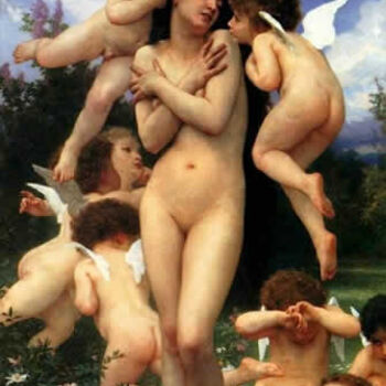 Painting titled "the return of spring" by William Bouguereau, Original Artwork