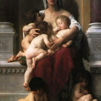 Peinture intitulée "charity" par William Bouguereau, Œuvre d'art originale