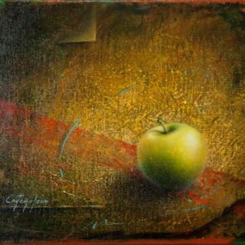 Painting titled "Trajectoire" by William Castaño, Original Artwork, Oil Mounted on Wood Stretcher frame