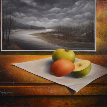 Painting titled "Contemplation" by William Castaño, Original Artwork, Oil Mounted on Wood Stretcher frame