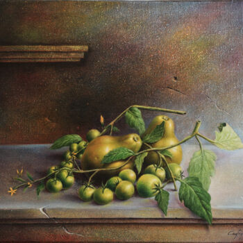 Ζωγραφική με τίτλο "Fruit incontournable" από William Castaño, Αυθεντικά έργα τέχνης, Λάδι Τοποθετήθηκε στο Ξύλινο φορείο σκ…
