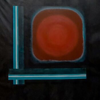 Painting titled "Big Red Dot" by William Eiffert, Original Artwork, Acrylic