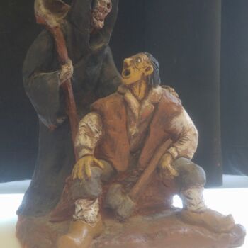 Sculpture titled "la Mort et le Buche…" by William Mathey, Original Artwork, Ceramics