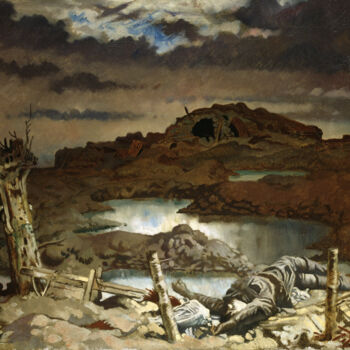 Schilderij getiteld "Zonnebeke" door William Orpen, Origineel Kunstwerk, Olie