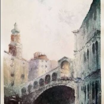 Painting titled "" Il Rialto "" by William Serafini, Original Artwork, Watercolor