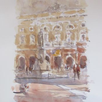 Malerei mit dem Titel "Recanati "Respirand…" von William Serafini, Original-Kunstwerk, Aquarell