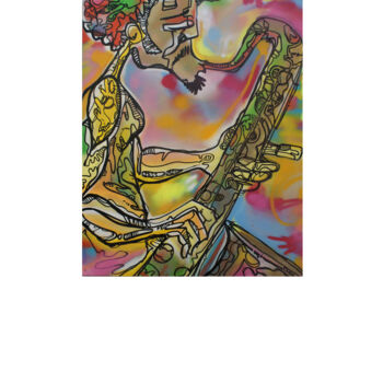 Malarstwo zatytułowany „saxophonist” autorstwa William Thelineau (wil artist), Oryginalna praca, Akryl