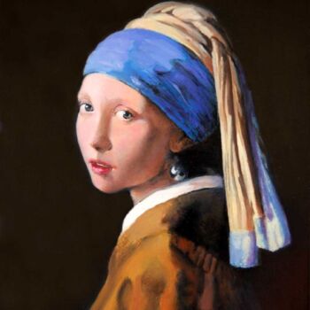 Pintura intitulada "La jeune fille à la…" por William Vallée, Obras de arte originais, Óleo Montado em Armação em madeira