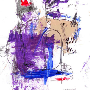 「Purple Teacher Mons…」というタイトルの描画 William Washburnによって, オリジナルのアートワーク, アクリル